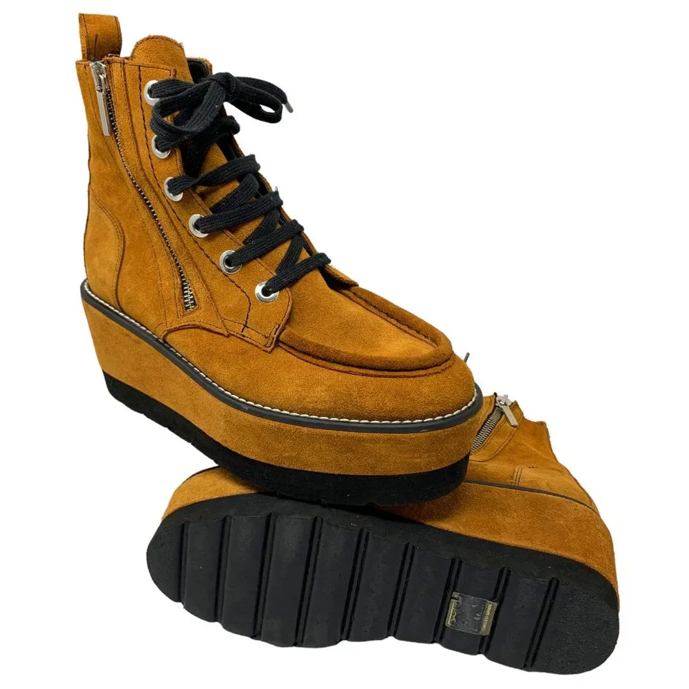 Free People‎ Maverick Rust Suede Platform Wedge Booties